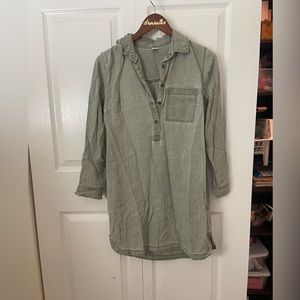 Olive Button Down Shirt Dress